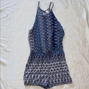 Aeropostale Blue and White High Neck Romper